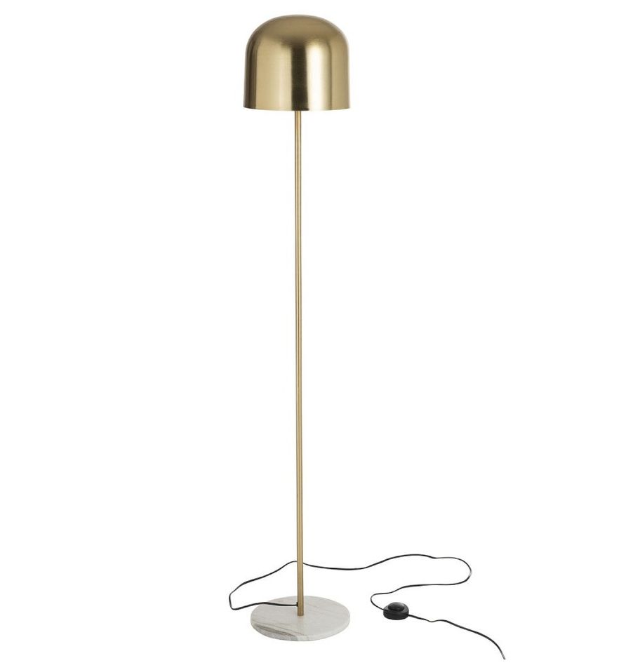 Lampadaire métal doré et socle marbre blanc Narsh - Photo n°1