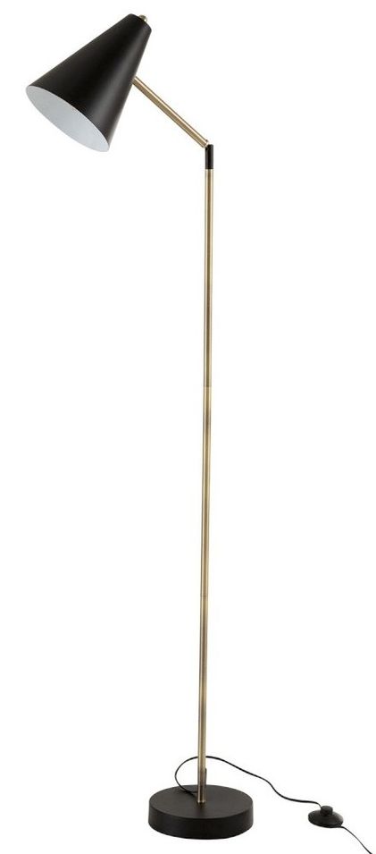 Lampadaire métal noir et pied doré Ysarg - Photo n°1