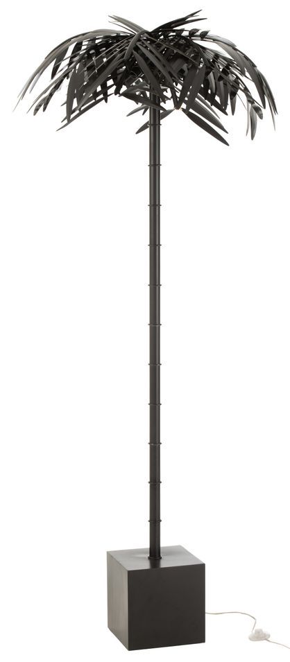Lampadaire métal noir feuilles Flora H 228 cm - Photo n°1