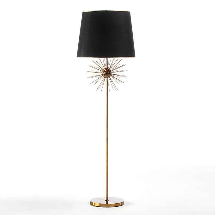 Lampadaire moderne tissu noir et métal doré Vanyah H 174 cm - Photo n°1