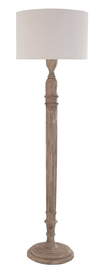 Lampadaire provençal bois massif clair et résine blanc Liana - Photo n°1