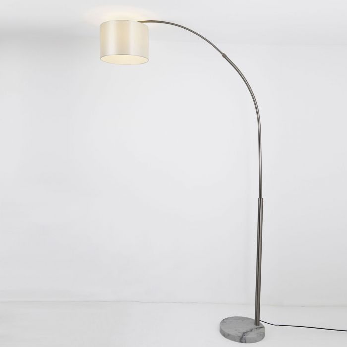 Lampadaire réglable tissu blanc et pied métal brossé Kiroop H 235 cm - Photo n°1