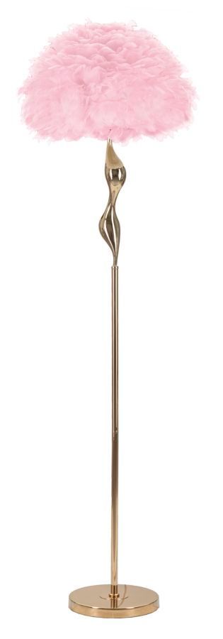 Lampadaire rose plume design doré SLIM - Photo n°1