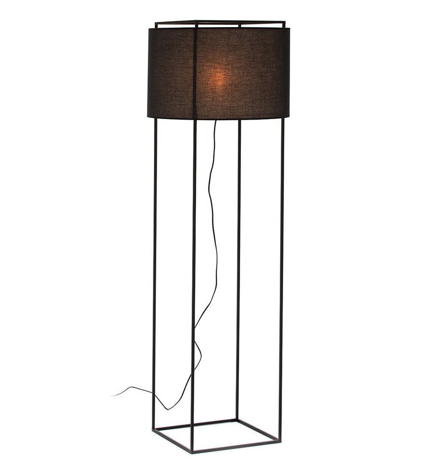 Lampadaire tissu marron et pied métal noir Antili H 165 cm - Photo n°1