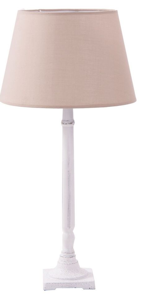 Lampe à poser coton et métal blanc cassé décapé Ambre - Photo n°1