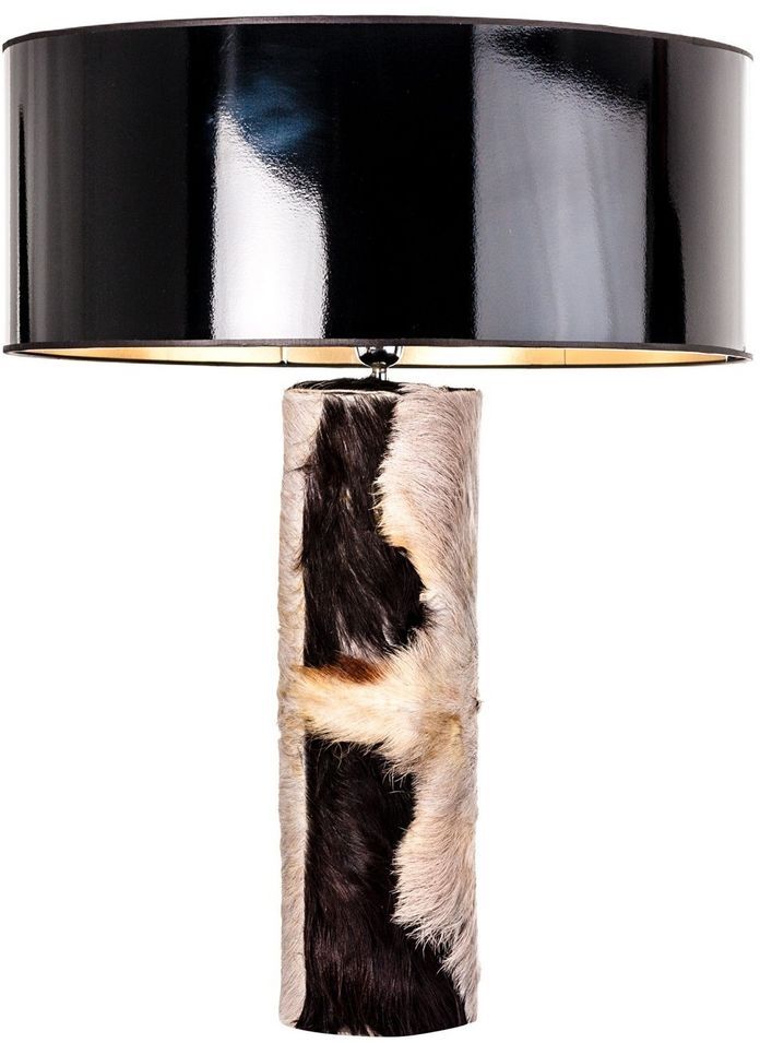 Lampe à poser en peau noir et blanc Hadi - Photo n°1