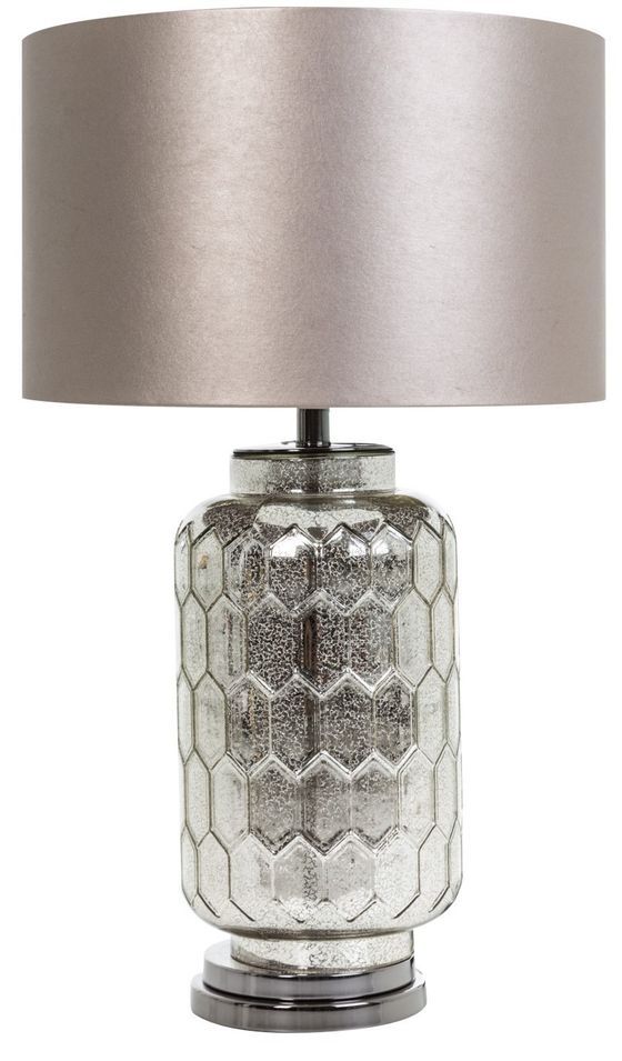 Lampe à poser métal et verre argent vieilli Curtis - Photo n°1