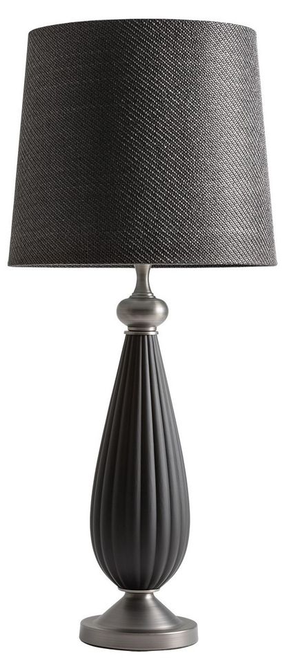 Lampe à poser tissu et verre noir et argent vieilli Elie - Photo n°1