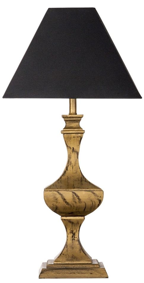 Lampe à poser tissu noir et bois doré Rahim - Photo n°1