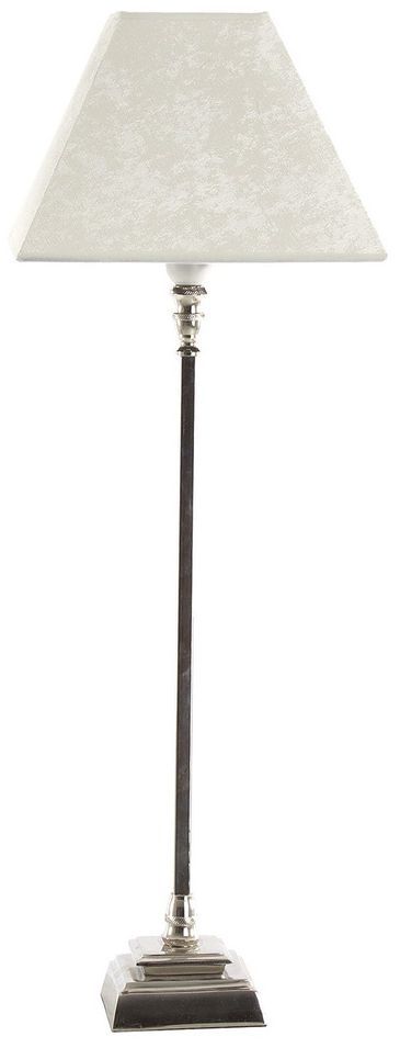 Lampe à poser velours blanc et aluminium argent métallique Myrna - Photo n°1