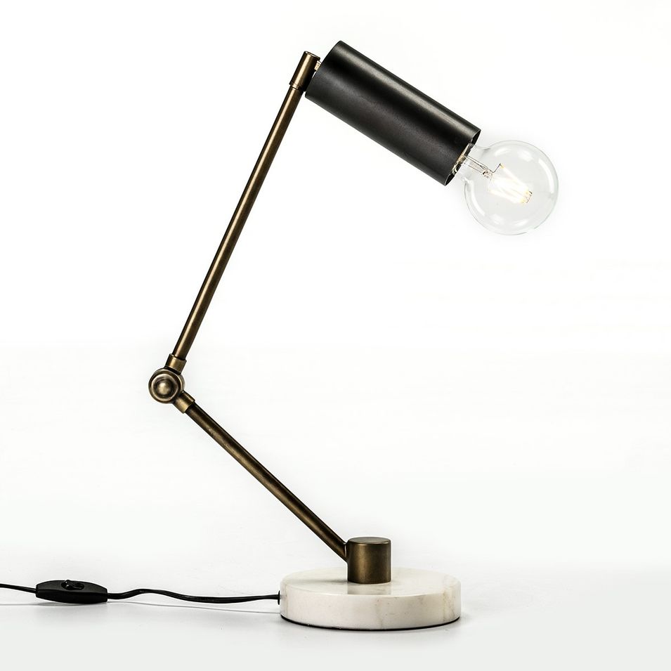 Lampe de bureau métal noir et pied métal doré Xena - Photo n°1