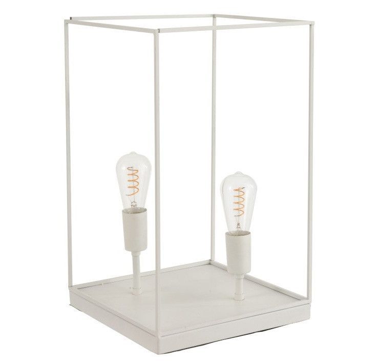 Lampe de table 2 ampoules métal blanc Ettis - Photo n°1