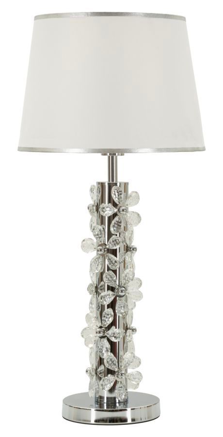 Lampe de table argentée décor floral FLEUR - Photo n°1