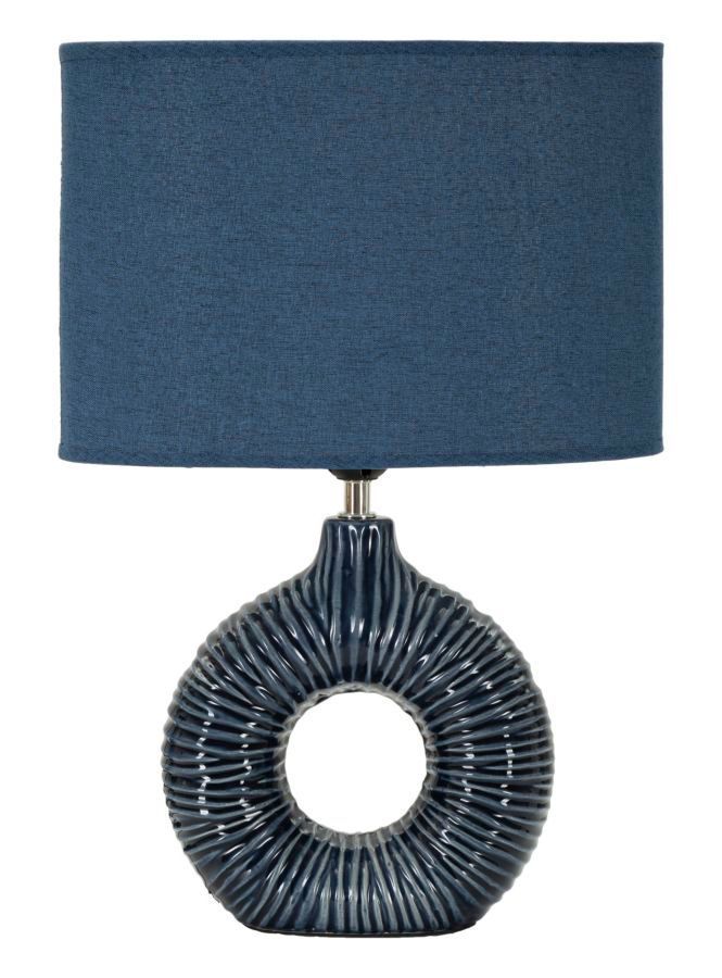 Lampe de table bleue design élégant drapé moderne SETA - Photo n°1