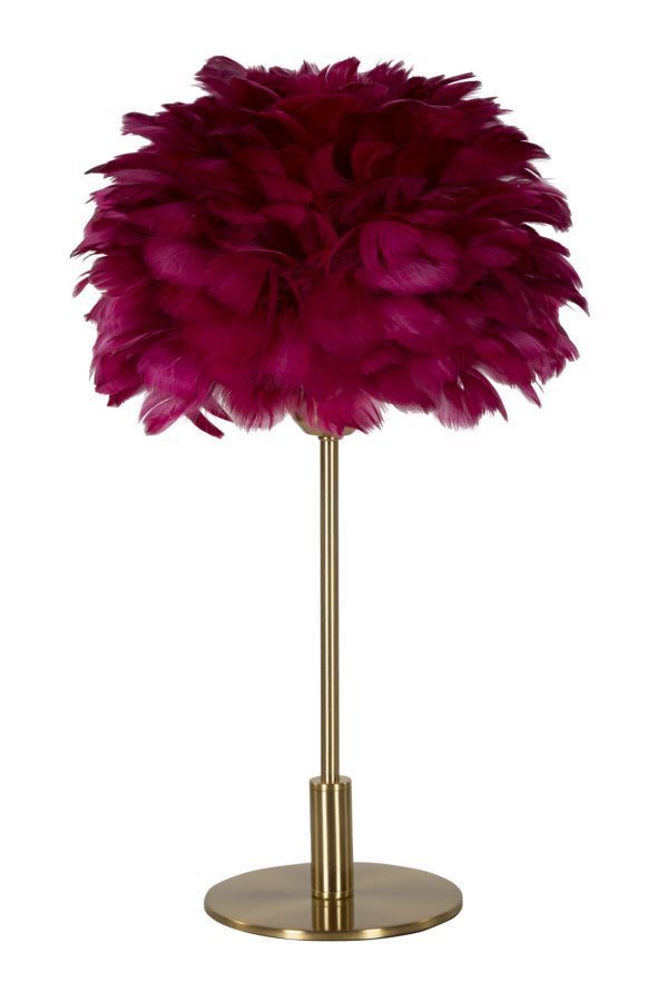 Lampe de table boule plume bordeaux ALBA - Photo n°1