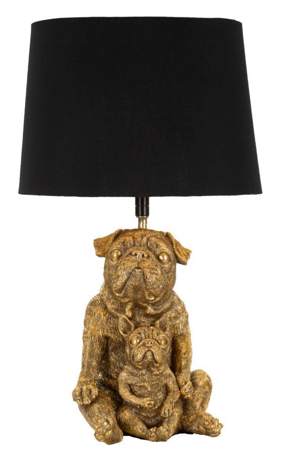 Lampe de table chien doré abat-jour noir SAMY - Photo n°1