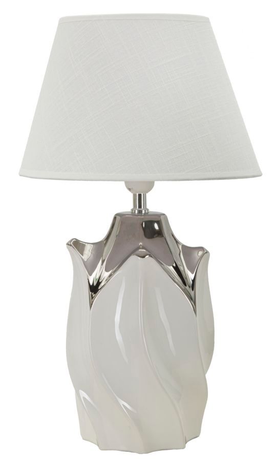 Lampe de table design céramique blanc et gris élégante BILLY - Photo n°1