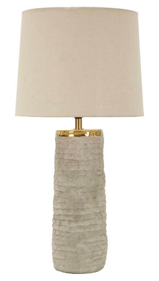 Lampe de table design céramique relief et détails dorés LIMA - Photo n°1