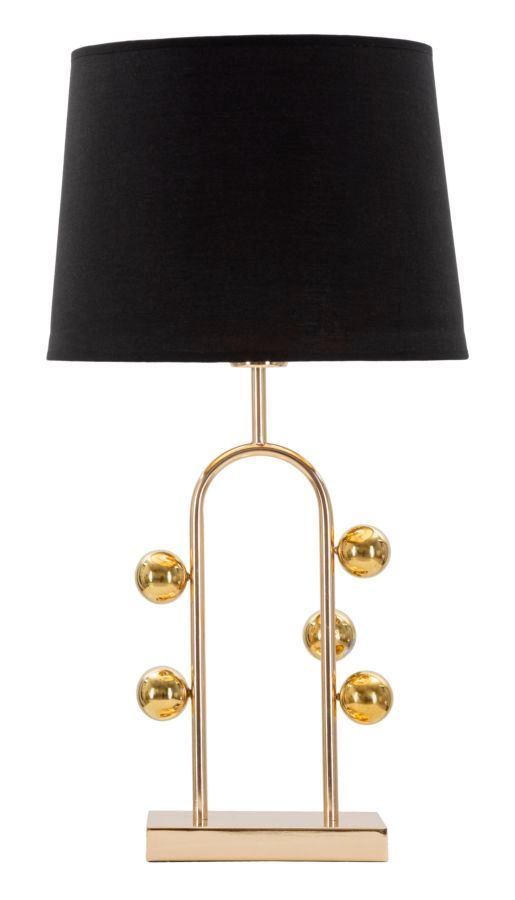 Lampe de table design dorée à sphères et abat-jour noir BULLE - Photo n°1