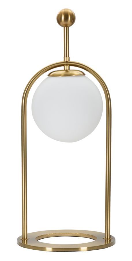 Lampe de table design dorée avec sphère en verre blanc GLAMY Arc B - Photo n°1