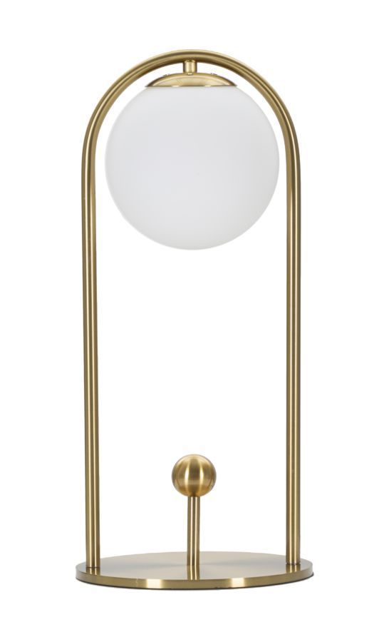 Lampe de table dorée globe verre blanc ARC - Photo n°1