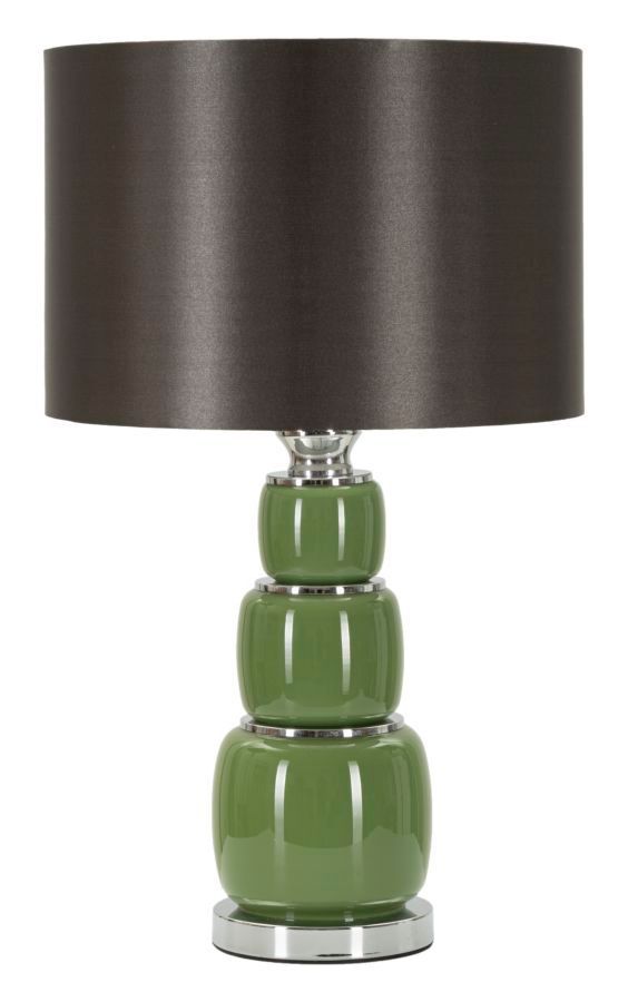Lampe de table Eva Trois verre vert velours noir design chic - Photo n°1