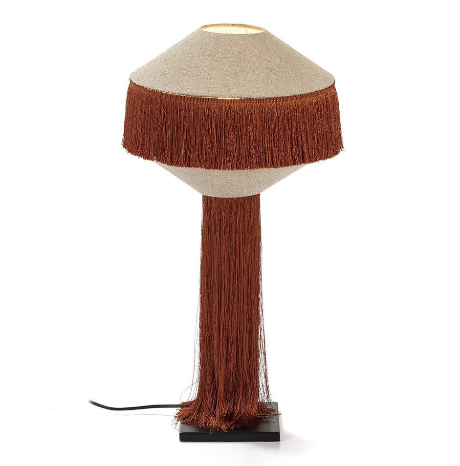 Lampe de table lin beige et ocre Angie - Photo n°1