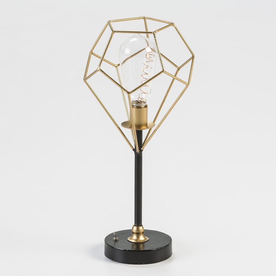 Lampe de table métal doré et socle noir H 41 - Photo n°1