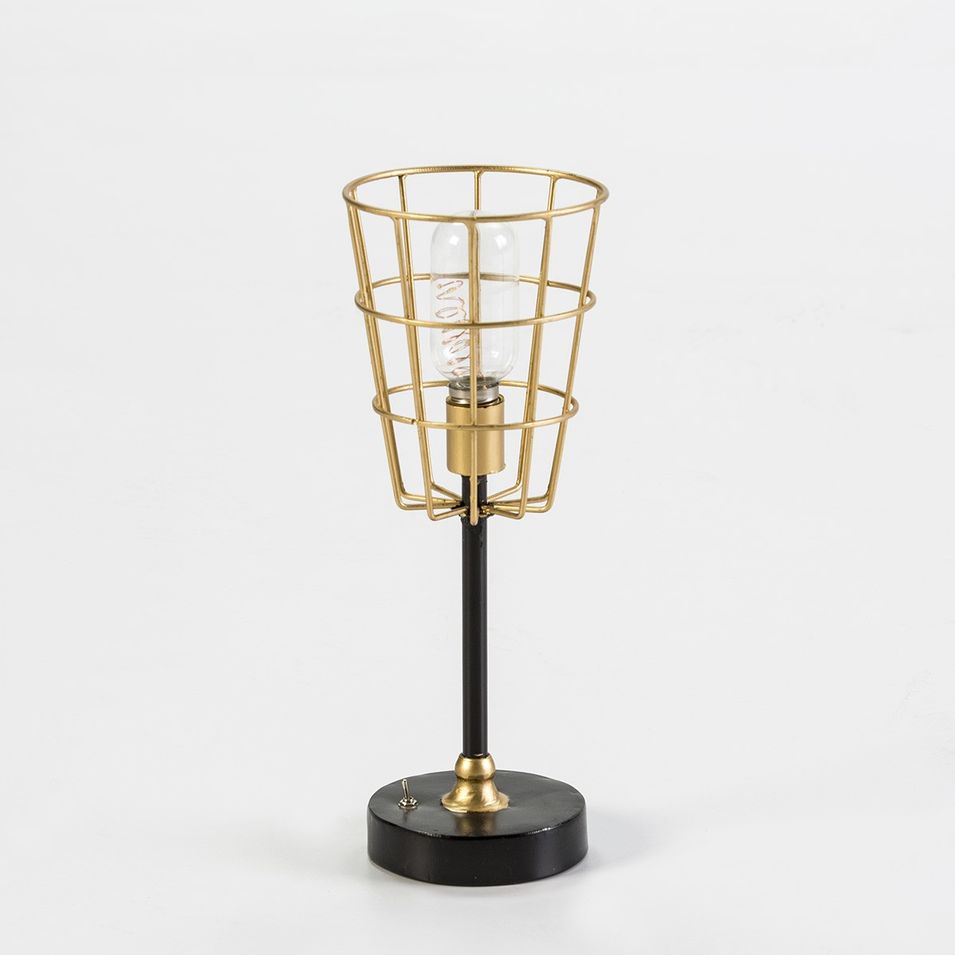 Lampe de table métal doré et socle noir Miali H 35 - Photo n°1