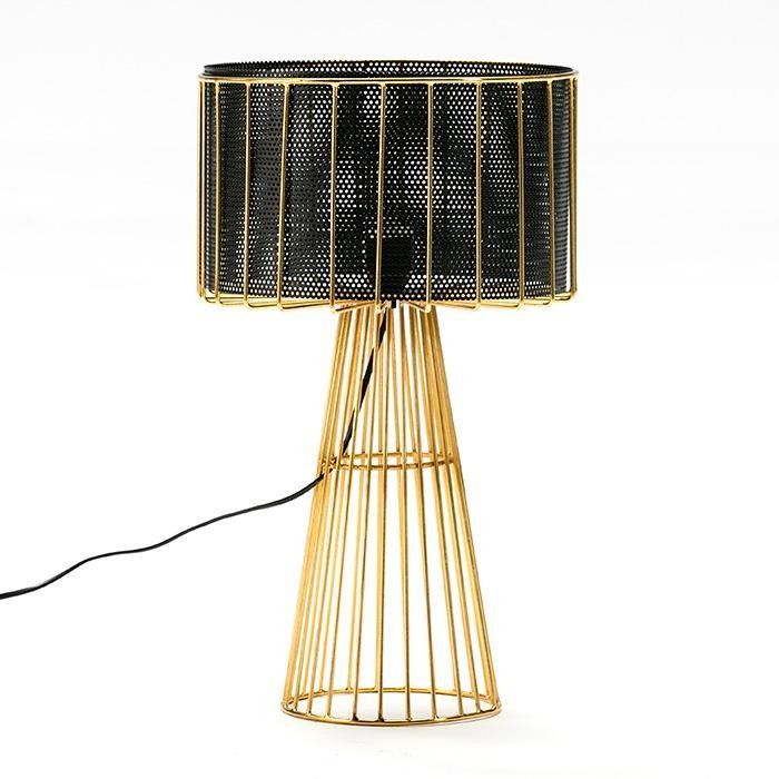 Lampe de table noir et pied métal doré Anissa H 53 cm - Photo n°1