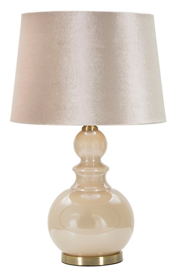 Lampe de table Perly Tour verre crème velours design chaleureux - Photo n°1