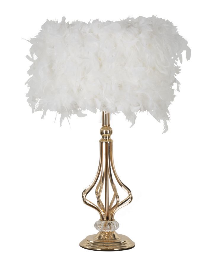 Lampe de table plume blanche dorée TARTY CHIC - Photo n°1