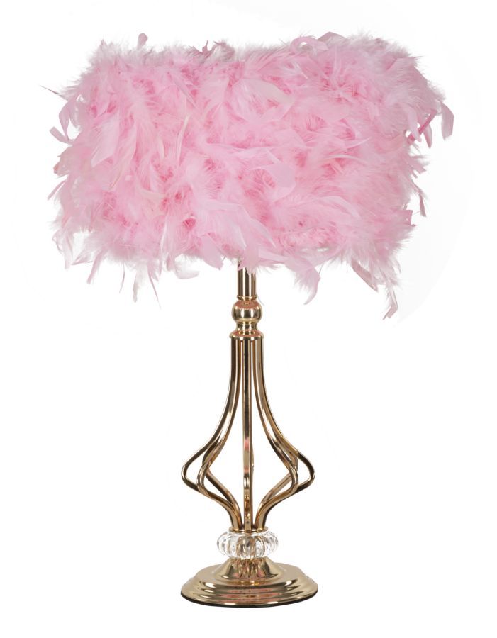 Lampe de table plume rose dorée TARTY CHIC - Photo n°1