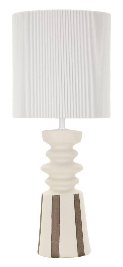 Lampe de table sculpturale design blanc et doré à motifs gravés TAL - Photo n°1