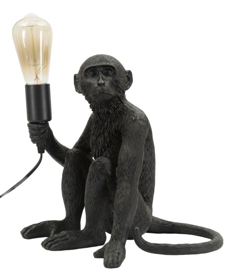 Lampe de table singe assis noir 33x33x32 cm - Photo n°1