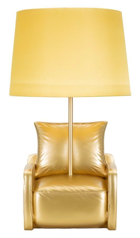Lampe de table style Mid-Century jaune ocre en résine Rétro - Photo n°1