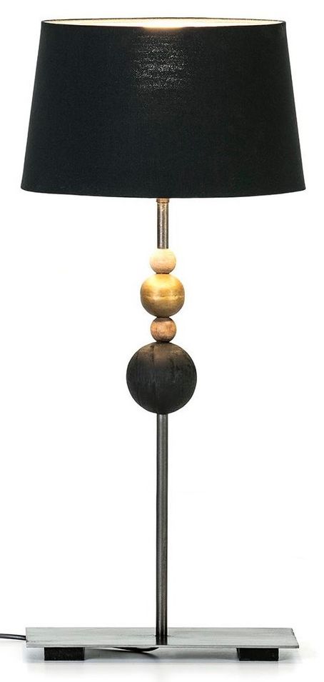 Lampe de table tissu et pied métal noir Ariana - Photo n°1