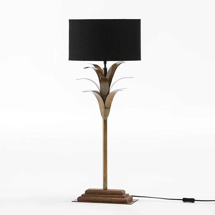 Lampe de table tissu noir et métal doré Ariana - Photo n°1