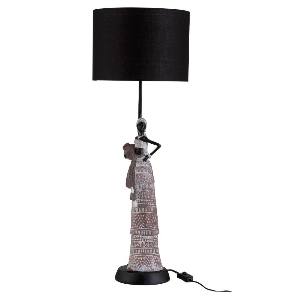 Lampe de table tissu noir et résine marron Cintee - Photo n°1