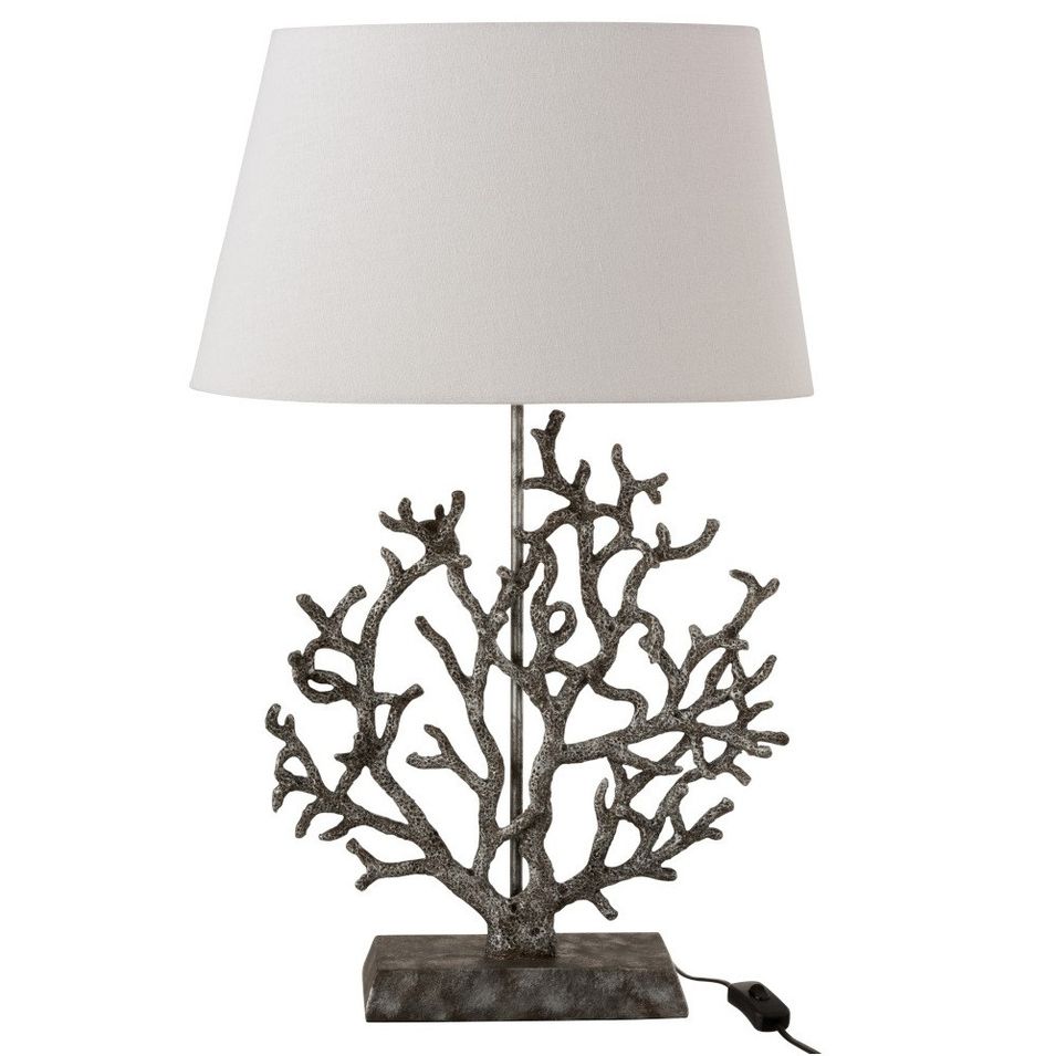 Lampe de table tisu blanc et résine gris Liray - Photo n°1