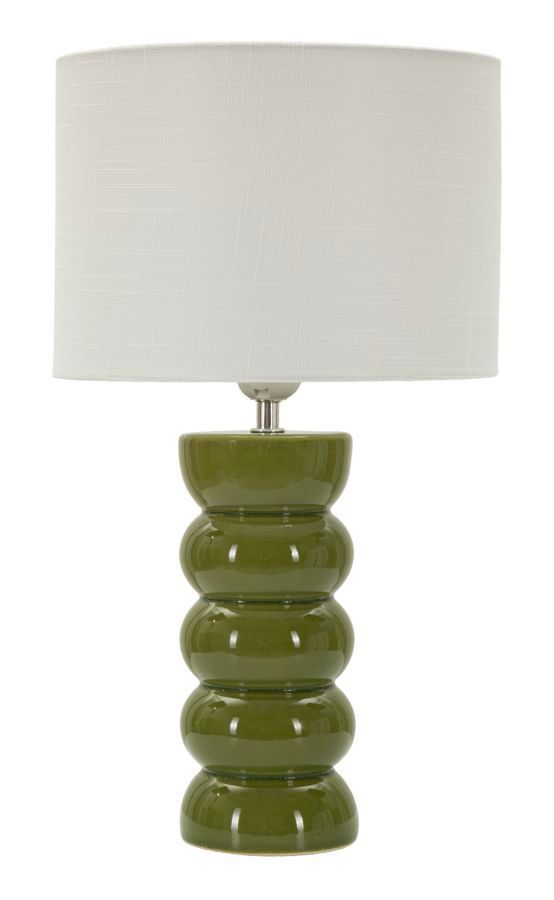 Lampe de table verte céramique émaillée design sculptural TORR - Photo n°1