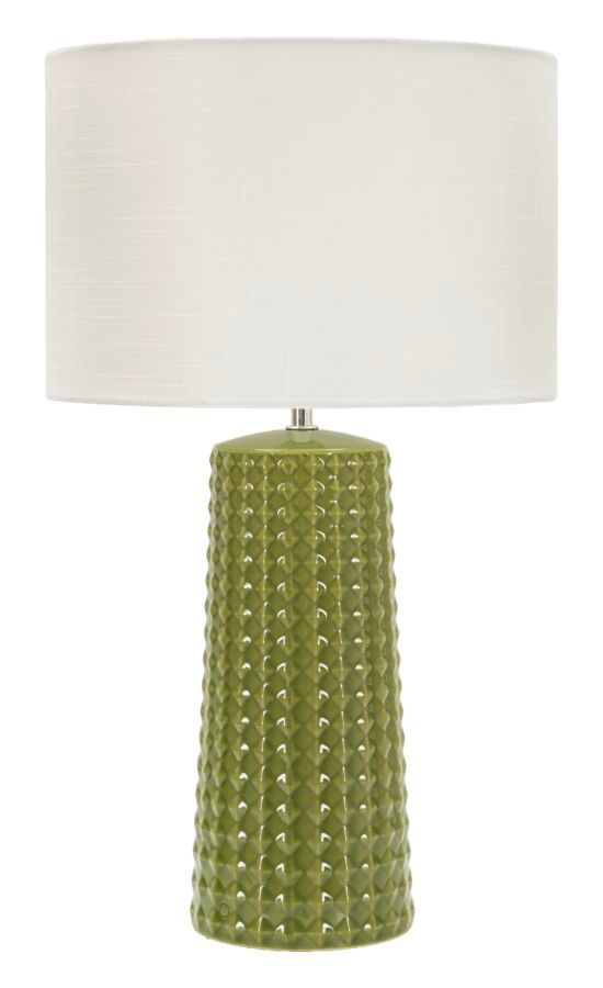 Lampe de table verte design céramique vert olive reliefs verticaux GLISS - Photo n°1
