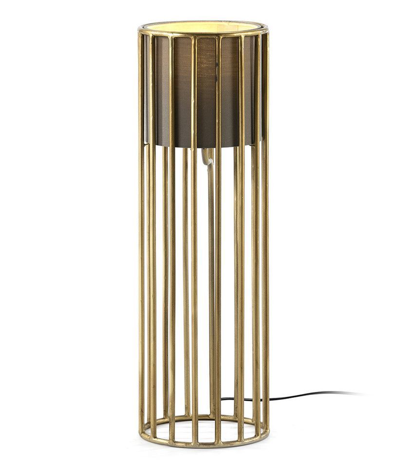 Lampe de tissu marron et métal doré Pasos - Photo n°1