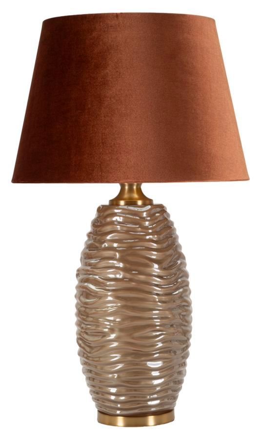 Lampe design en verre texturé et abat-jour brun élégant Prisca - Photo n°1