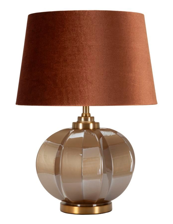 Lampe design verre et abat-jour brun élégant de table PRAGUE - Photo n°1
