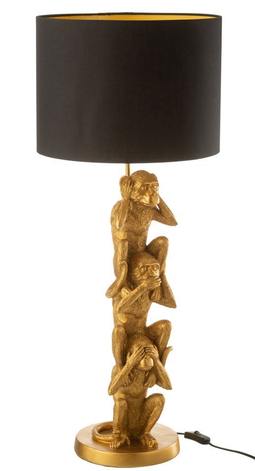 Lampe singe langage de signes doré Jacquot H 89 cm - Photo n°1
