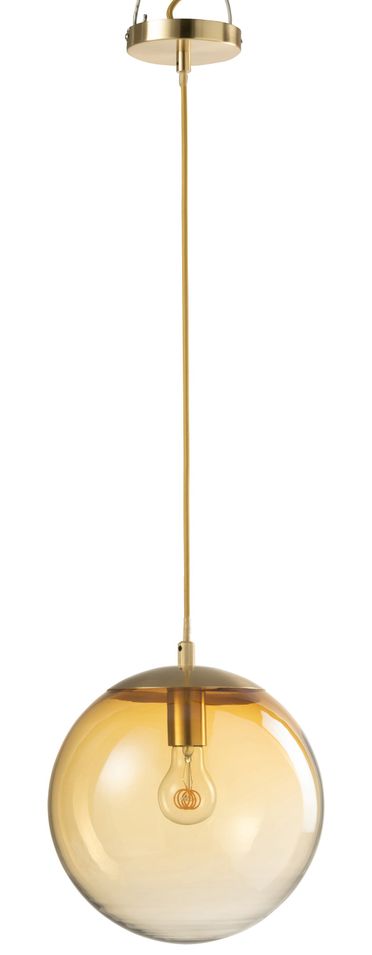 Lampe suspension boule en verre ocre Tohy - Lot de 2 - Photo n°1