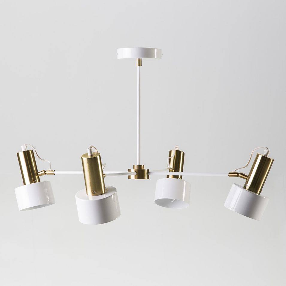 Lampe suspension métal blanc et doré Xéna H 46 cm - Photo n°1