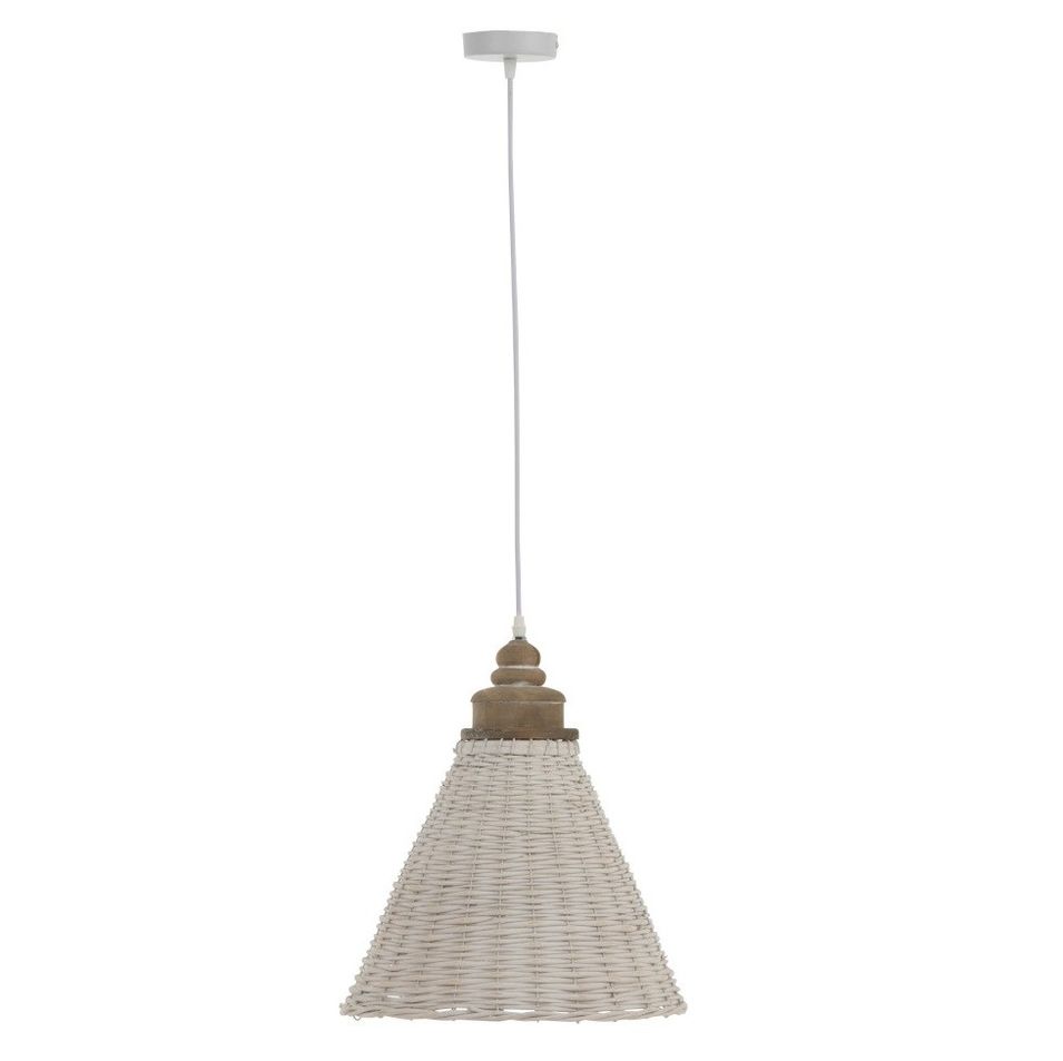 Lampe suspension rotin blanc Nayra - Photo n°1