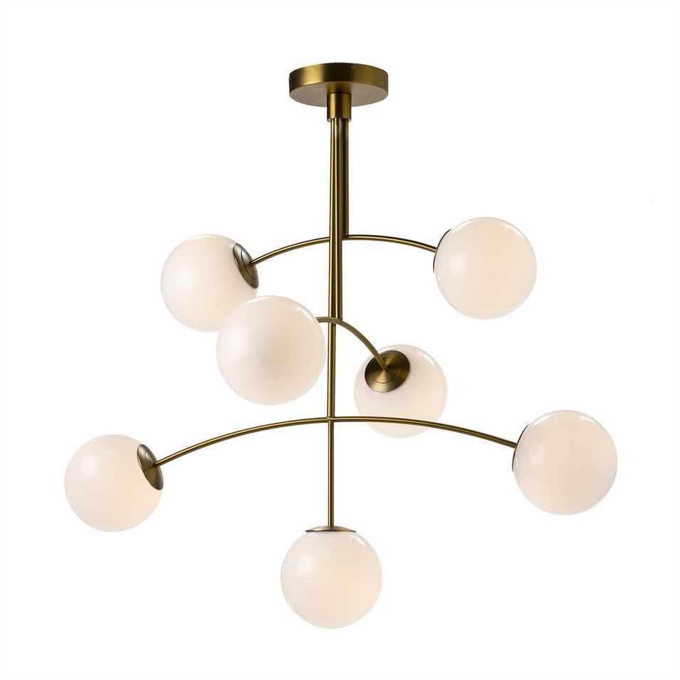 Lampe suspension verre blanc et métal doré Vera L 115 x H 110 x P 90 cm - Photo n°1